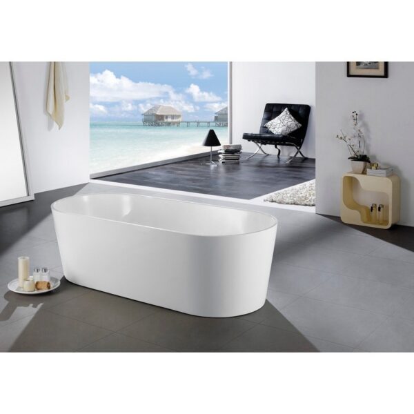 Kubebath KFST1463 Kube Ovale 63 X 31 5/8 Inch Rectangular Acrylic Freestanding Bathtub - White