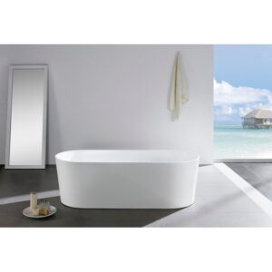 Kubebath KFST1463 Kube Ovale 63 X 31 5/8 Inch Rectangular Acrylic Freestanding Bathtub - White