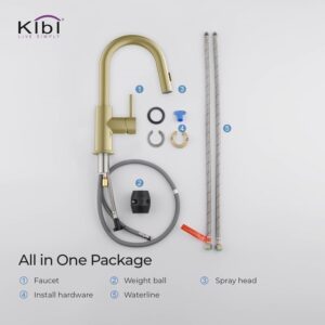 KIBI USA KKF2011 Luxe 13 1/2 Inch Single Hole Deck Mount Pull-Down Kitchen Faucet with Sprayer and Magnetic Docking