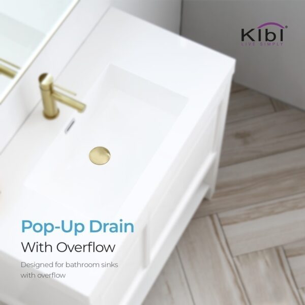 KIBI USA KPW100 2 5/8 Inch Pop Up Drain Stopper for Bathroom with Overflow