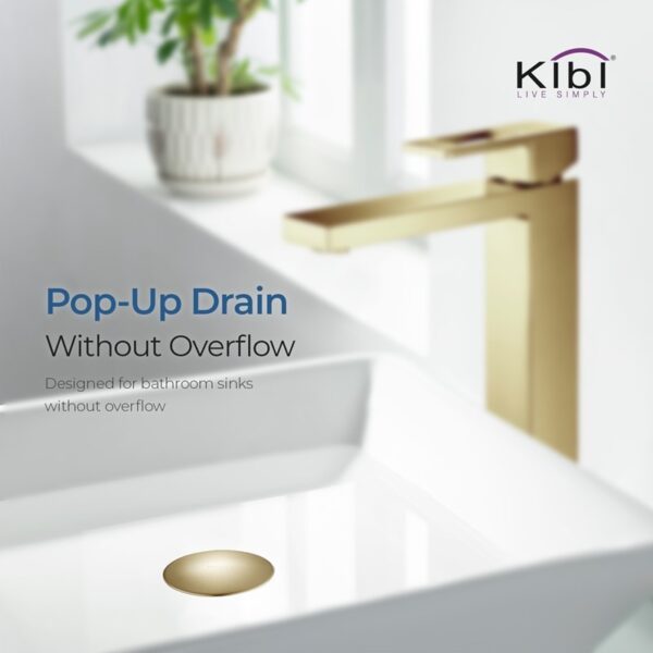 KIBI USA KPW101 2 1/2 Inch Pop Up Drain Stopper for Bathroom without Overflow