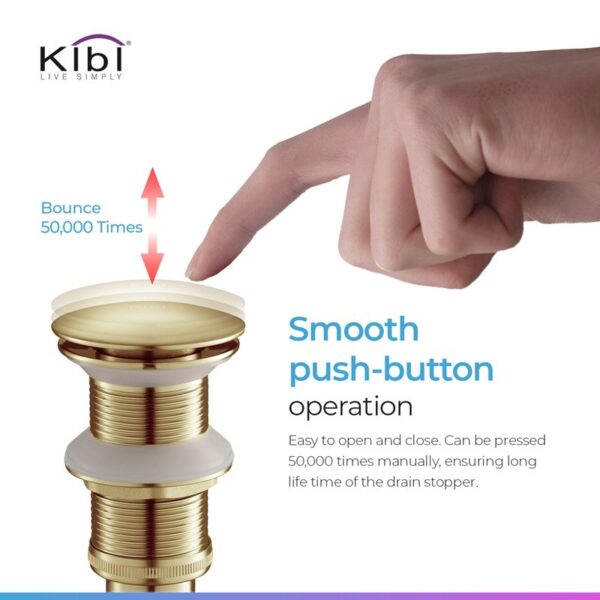 KIBI USA KPW101 2 1/2 Inch Pop Up Drain Stopper for Bathroom without Overflow