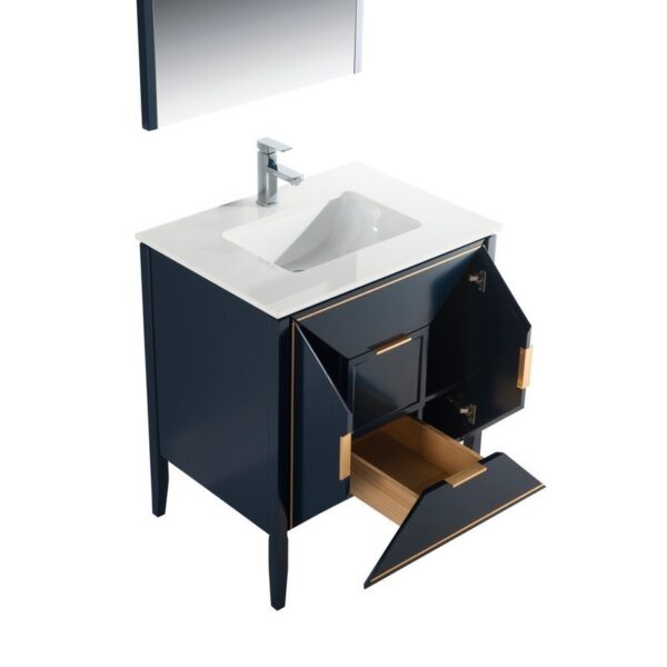 Kubebath KV8830 Vetro 29 1/4 Inch Freestanding Single Sink Bath Vanity with Quartz Counter Top