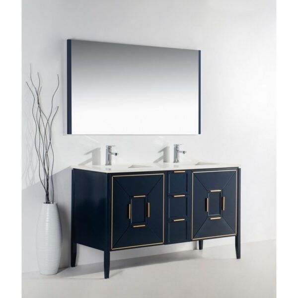 Kubebath KV8860 Vetro 59 1/4 Inch Freestanding Double Sink Bath Vanity with Quartz Counter Top