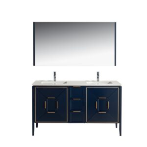 Kubebath KV8860 Vetro 59 1/4 Inch Freestanding Double Sink Bath Vanity with Quartz Counter Top