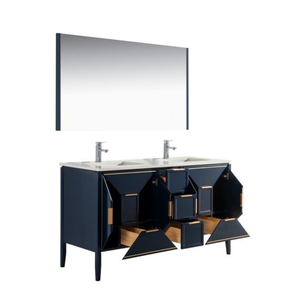 Kubebath KV8860 Vetro 59 1/4 Inch Freestanding Double Sink Bath Vanity with Quartz Counter Top