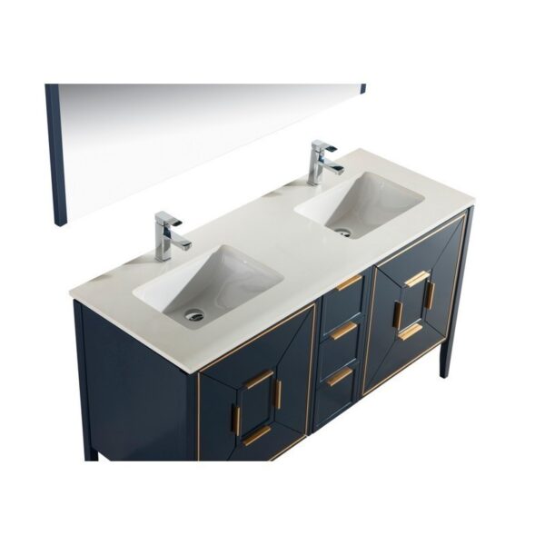 Kubebath KV8860 Vetro 59 1/4 Inch Freestanding Double Sink Bath Vanity with Quartz Counter Top