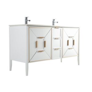 Kubebath KV8860 Vetro 59 1/4 Inch Freestanding Double Sink Bath Vanity with Quartz Counter Top