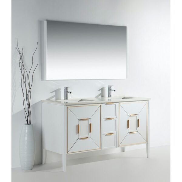 Kubebath KV8860 Vetro 59 1/4 Inch Freestanding Double Sink Bath Vanity with Quartz Counter Top