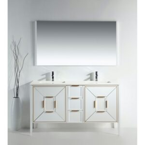 Kubebath KV8860 Vetro 59 1/4 Inch Freestanding Double Sink Bath Vanity with Quartz Counter Top