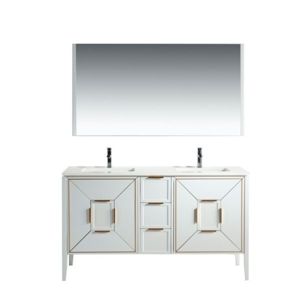 Kubebath KV8860 Vetro 59 1/4 Inch Freestanding Double Sink Bath Vanity with Quartz Counter Top