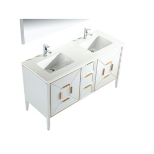 Kubebath KV8860 Vetro 59 1/4 Inch Freestanding Double Sink Bath Vanity with Quartz Counter Top