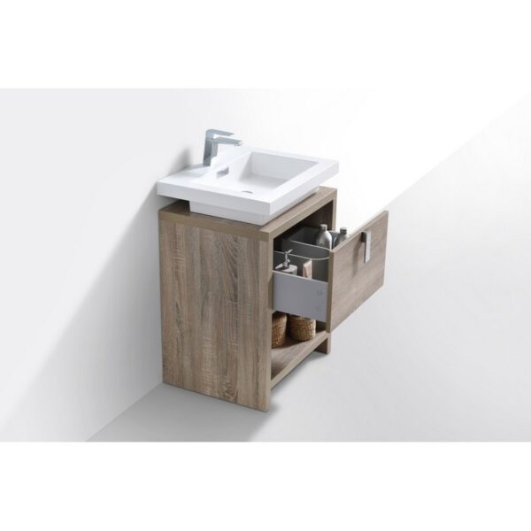 Kubebath L600 Levi 24 Inch Freestanding Single Sink Bath Vanity with Cubby Hole