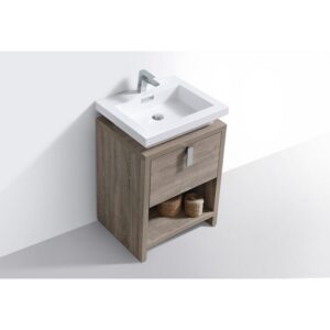 Kubebath L600 Levi 24 Inch Freestanding Single Sink Bath Vanity with Cubby Hole