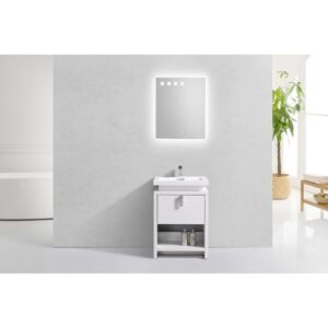 Kubebath L600 Levi 24 Inch Freestanding Single Sink Bath Vanity with Cubby Hole