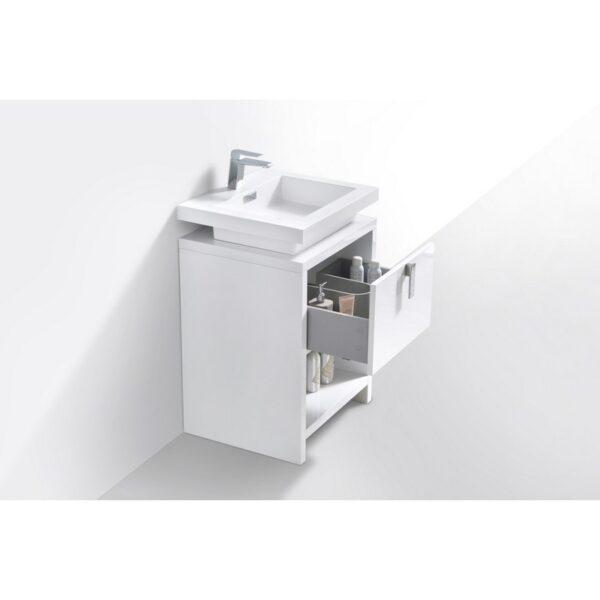 Kubebath L600 Levi 24 Inch Freestanding Single Sink Bath Vanity with Cubby Hole