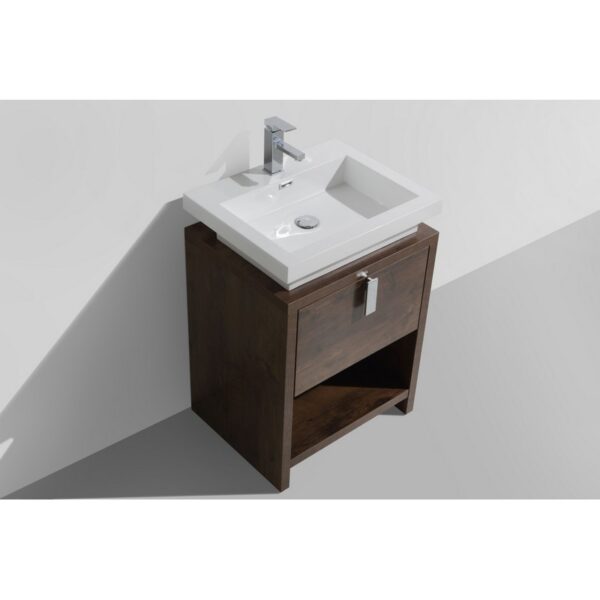 Kubebath L600 Levi 24 Inch Freestanding Single Sink Bath Vanity with Cubby Hole