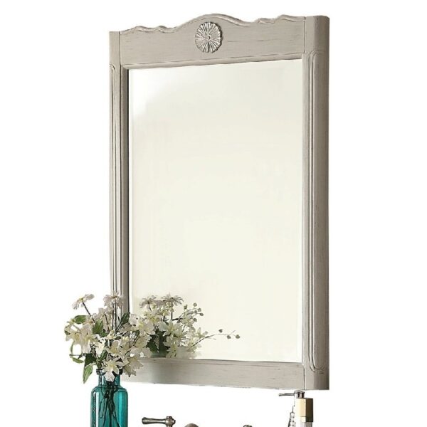 Chans Furniture MR-838CK Daleville 36 Inch Rectangular Framed Wall Mount Bathroom Vanity Mirror in Gray