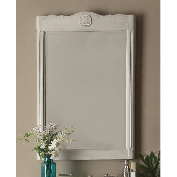 Chans Furniture MR-838CK Daleville 36 Inch Rectangular Framed Wall Mount Bathroom Vanity Mirror in Gray