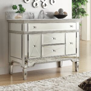 Chans Furniture N755W Austin 44 Inch Silver Mirrored Bathroom Sink Vanity