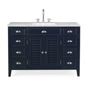 Chans Furniture NB-4485QT-46.5 46.5 Inches Benton Collection Zapate Single Sink Bathroom Vanity In Navy Blue