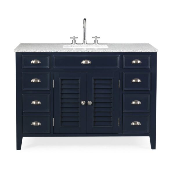 Chans Furniture NB-4485QT-46.5 46.5 Inches Benton Collection Zapate Single Sink Bathroom Vanity In Navy Blue