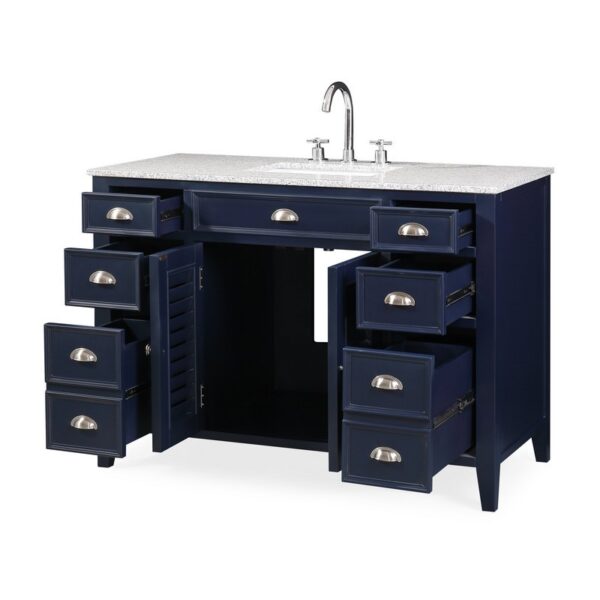 Chans Furniture NB-4485QT-46.5 46.5 Inches Benton Collection Zapate Single Sink Bathroom Vanity In Navy Blue