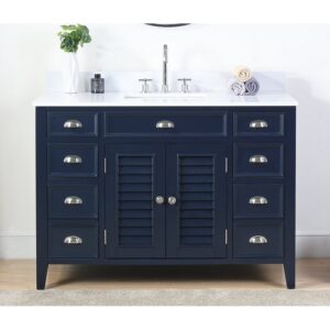 Chans Furniture NB-4485QT-46.5 46.5 Inches Benton Collection Zapate Single Sink Bathroom Vanity In Navy Blue