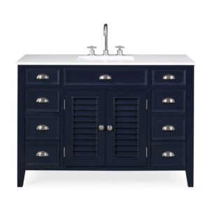 Chans Furniture NB-4485QT-46.5 46.5 Inches Benton Collection Zapate Single Sink Bathroom Vanity In Navy Blue