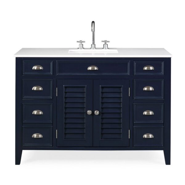 Chans Furniture NB-4485QT-46.5 46.5 Inches Benton Collection Zapate Single Sink Bathroom Vanity In Navy Blue