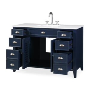 Chans Furniture NB-4485QT-46.5 46.5 Inches Benton Collection Zapate Single Sink Bathroom Vanity In Navy Blue