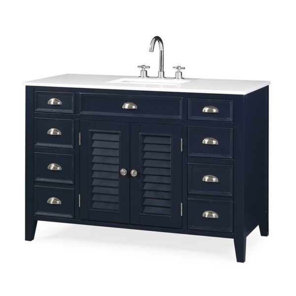 Chans Furniture NB-4485QT-46.5 46.5 Inches Benton Collection Zapate Single Sink Bathroom Vanity In Navy Blue