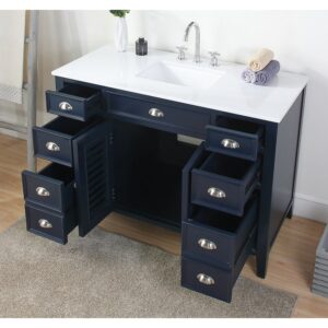 Chans Furniture NB-4485QT-46.5 46.5 Inches Benton Collection Zapate Single Sink Bathroom Vanity In Navy Blue