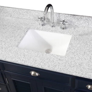 Chans Furniture NB-4485RA 46 Inch Benton Collection Zapata Navy Blue Shutter Blind Bathroom Vanity with Grey Granite Top