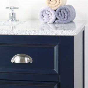 Chans Furniture NB-4485RA 46 Inch Benton Collection Zapata Navy Blue Shutter Blind Bathroom Vanity with Grey Granite Top