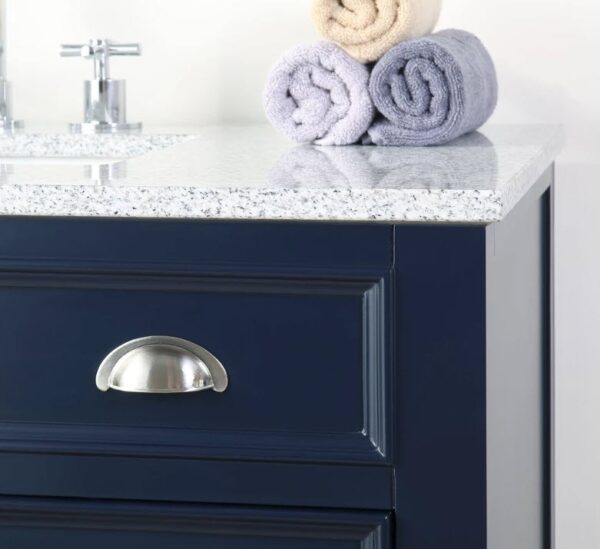 Chans Furniture NB-4485RA 46 Inch Benton Collection Zapata Navy Blue Shutter Blind Bathroom Vanity with Grey Granite Top