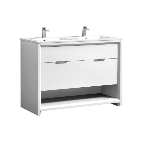 Kubebath NUDO48D Nudo 48 Inch Double Sink Modern Bathroom Vanity