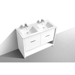 Kubebath NUDO48D Nudo 48 Inch Double Sink Modern Bathroom Vanity