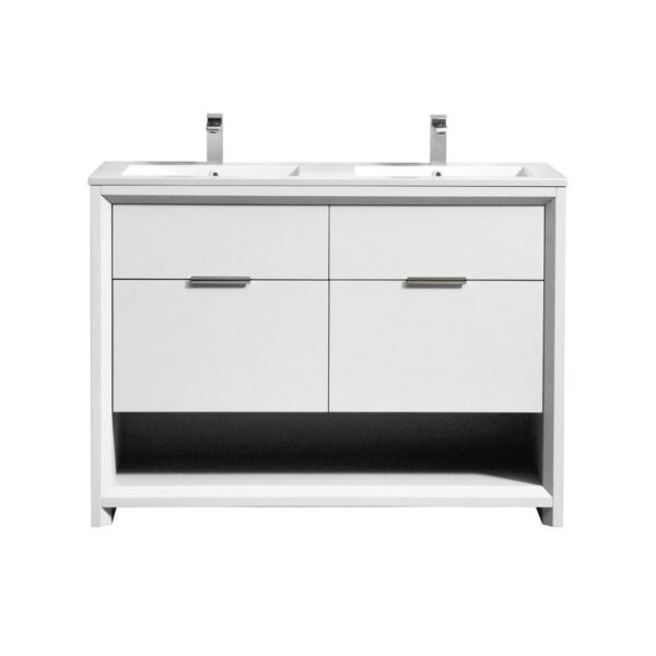 Kubebath NUDO48D Nudo 48 Inch Double Sink Modern Bathroom Vanity