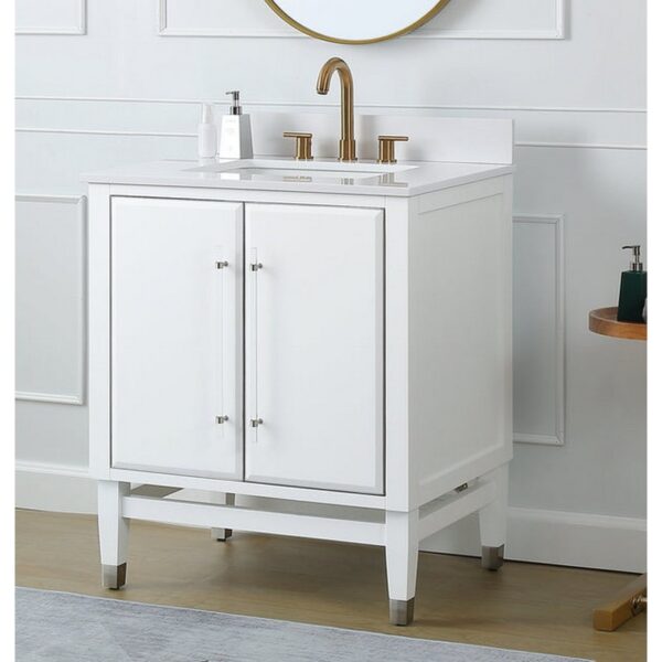 Chans Furniture Q164WT-30QT Bertone 30 Inch Bathroom Sink Vanity - White