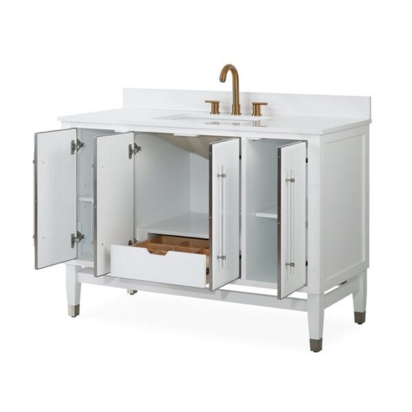 Chans Furniture Q164WT-48QT Bertone 48 Inch Bathroom Sink Vanity - White