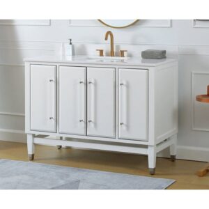 Chans Furniture Q164WT-48QT Bertone 48 Inch Bathroom Sink Vanity - White