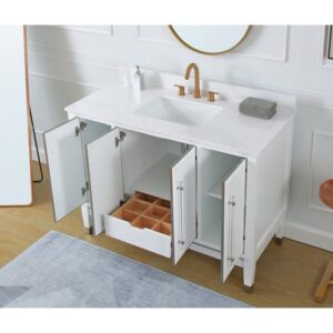 Chans Furniture Q164WT-48QT Bertone 48 Inch Bathroom Sink Vanity - White