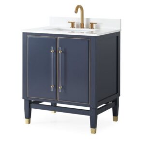 Chans Furniture Q169NB-30QT Bertone 30 Inch Bathroom Sink Vanity - Navy Blue