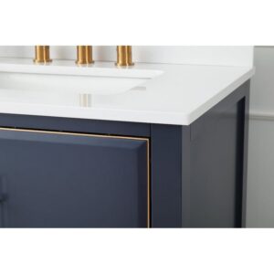 Chans Furniture Q169NB-30QT Bertone 30 Inch Bathroom Sink Vanity - Navy Blue