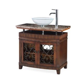 Chans Furniture Q226BN Artturi 36 Inch Brown Bathroom Vessel Sink Vanity