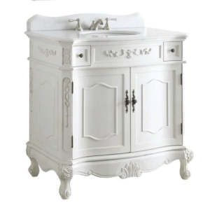 Chans Furniture ZK-3905W-AW-36 Benton Collection 36 Inch Classic Style Antique White Fairmont Bathroom Sink Vanity