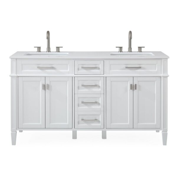 Chans Furniture GD-1808-D60W 60 Inches Tennant Brand Durand Modern Double Sink Bathroom Vanity In White