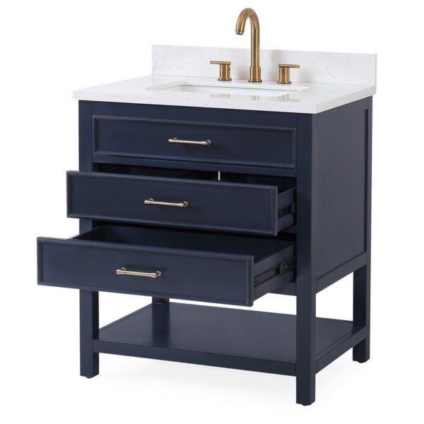 Chans Furniture QT-7206-NB30 30 Inches Tennant Brand Color Finish Single Sink Bathroom Vanity In Navy Blue