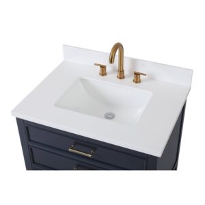 Chans Furniture QT-7206-NB30 30 Inches Tennant Brand Color Finish Single Sink Bathroom Vanity In Navy Blue